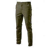 economico Pantaloni Elite da Uomo-Per uomo Chinos Bottoni Tasca Tinta unica Traspirante Indossabile Lunghezza intera All&#039;aperto Casuale Quotidiano Elegante Semplice Nero Giallo Micro-elastico