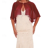 cheap Wedding Guest Wraps-Baoqiya Capelets for women Chiffon Cape Soft Shawls and Wraps Wedding Capes 1920s flapper Cover Up