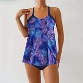 billiga One Pieces &amp; Tankinis-Dam Baddräkt V-ringad Badkläder Badkläder Purpur Grön Andningsfunktion Snabb tork Lättvikt Ärmlös - Simmning Surfing Strand Sommar Vår Plusstorlekar