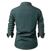 economico camicia da uomo con bottoni-Per uomo Camicia Camicia estiva Maglietta informale Camicia da spiaggia Camicia con bottoni Nero Blu Blu scuro Azzurro Manica lunga Liscio Bavero Da mare Hawaiano Tasche Abbigliamento Di tendenza