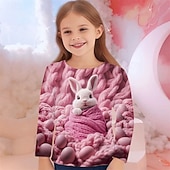 cheap Girl&#039;s 3D Animals-Girls&#039; 3D Graphic Animal Dog T shirt Tee Long Sleeve Spring Fall Fashion Basic Kids 4-12 Years Crew Neck Outdoor Casual Daily Regular Fit