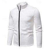 cheap Casual Jackets-Men&#039;s Lightweight Jacket Summer Jacket Casual Jacket Vacation Daily Warm Pocket Fall &amp; Winter Plain Fashion Classic Stand Collar Regular Black White Light Grey Dark Gray Jacket