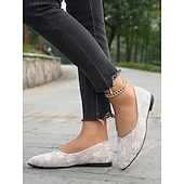 voordelige Platte damesschoenen-beige bloemenkanten puntige platte schoenen voor dames – elegante en comfortabele schoenen voor bruiloften en formele gelegenheden