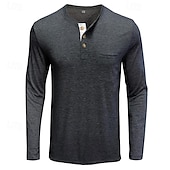 preiswerte Lässiges Henley-T-Shirt-Herren T Shirt Henley Shirt langarmshirt Glatt Rundhalsausschnitt Strasse Täglich Langarm Button-Down Bekleidung Modisch Designer Brautkleider schlicht Komfortabel