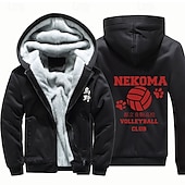 cheap Cartoon &amp; Movie Character Graphic-Haikyuu Hoodie Outerwear Sherpa Jacket Anime Graphic For Couple&#039;s Men&#039;s Women&#039;s Adults&#039; Masquerade Hot Stamping Casual Daily