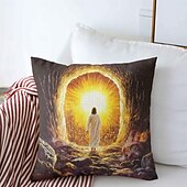 billige Ferieputetrekk-påske jesus dekorative putetrekk 1 stk myk firkantet sofa putetrekk putetrekk for soverom stue sofa stol