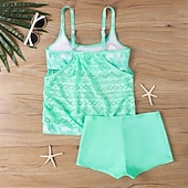 billiga One Pieces &amp; Tankinis-Dam Tankini Tvådelad baddräkt Spets Badkläder Badkläder Svart Rodnande Rosa Andningsfunktion Snabb tork Lättvikt Ärmlös - Simmning Surfing Strand Sommar Vår Plusstorlekar