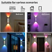 abordables Appliques d&#039;extérieur-Lumière de coucher de soleil à double tête avec détection de mouvement, éclairage LED multicolore pour armoire, 15 couleurs, rechargeable par USB, pour chambre à coucher, salon, bureau, fête, magasin,