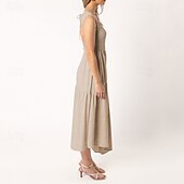 abordables Robes de Diplôme-Femmes Robe Midi Robe de remise des diplômes Robe Décontractée Robe trapèze Robe d&#039;été Élégant Occasionnel Vacances Quotidien Date Coupe régulière Uni Sans manches Col Rond Noir Blanche Vert Claire