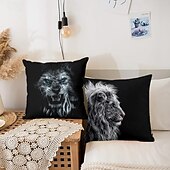 billige dyrestil-dyr dekorative kasteputer trekk 1 stk myk firkantet sofa putetrekk putetrekk for soverom stue sofa stol skummel løve
