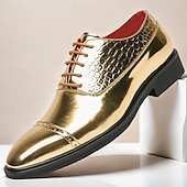 cheap Formal-Men&#039;s Dress Shoes PU Leather Breathable Comfortable Slip Resistant Lace-up Black Gold Fall Winter
