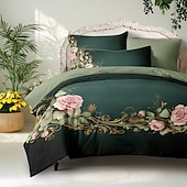 baratos 100% algodão-Conjunto de capa de edredom com padrão floral, conjunto de edredom estampado, conjuntos de cama de algodão com fronha envelope, decoração de quarto, capa de edredom king queen