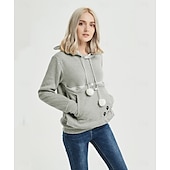 economico Felpe con cappuccio-felpe con cappuccio da donna a marsupio grande, pullover con orecchie da gatto carino, felpa con cappuccio per cani e gatti da compagnia blu scuro