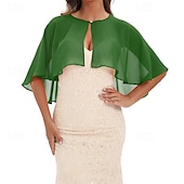 cheap Wedding Guest Wraps-Baoqiya Capelets for women Chiffon Cape Soft Shawls and Wraps Wedding Capes 1920s flapper Cover Up