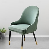 abordables Funda para silla de comedor-Funda de silla de comedor suave, funda de sillón con reposabrazos extraíble, resistente a la suciedad, con respaldo curvo, funda de silla de maquillaje o de ocio para revestir la habitación, el bar,