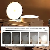 cheap Puck Lights-3PCS Motion Sensor Step Lights - USB Rechargeable Dimmable Night Lamps with 8 LEDs for Wardrobe, Bedroom &amp; Bathroom