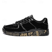economico Casuale-sneakers da uomo in metallo dorato con suola stampata - scarpe casual eleganti per feste, streetwear e ballo