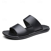 billige Utendørs sandaler-solbrune lysesandaler i kunstskinn for menn – minimalistisk design med dobbel stropp, lett og behagelig sommersko for strand- og fritidsklær