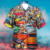 economico Stampa Vintage Retrò-Per uomo Auto Camicia Camicia hawaiana Camicia Aloha Camicia Collo ripiegabile Di tendenza Originale Informale Esterno Strada Informale Giallo Rosso Viola S M L