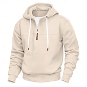 cheap Basic Hoodies-Men&#039;s Hoodie Quarter Zip Hoodie Black White Red Navy Blue Khaki Hooded Plain Sports &amp; Outdoor Daily Holiday Streetwear Cool Casual Spring &amp;  Fall Clothing Apparel Hoodies Sweatshirts