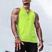 tanie Tank topy sportowe-Męskie Bezrękawnik Koszula Henley Kamizelka Top Podkoszulki Bez rękawów Henley Lato Równina Moda Designerskie Mięsień Guziki Na zewnątrz Trening Siłownia Czarny Biały Niebieski Top Tee dla mężczyzn