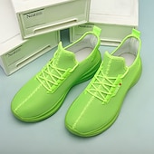abordables Zapatillas de Correr para Hombres-Zapatillas de running de malla verde neón para hombre: zapatillas ligeras y transpirables para deportes, gimnasio y ropa informal