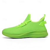 abordables Zapatillas de Correr para Hombres-Zapatillas de running de malla verde neón para hombre: zapatillas ligeras y transpirables para deportes, gimnasio y ropa informal