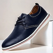 cheap Semi-Formal-Men&#039;s Casual Lace-Up Shoes – Vibrant Faux Leather Upper, Lightweight Design, Non-Slip Sole, Perfect for Everyday Wear and Summer Outings