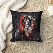 billige dyrestil-dyr dekorative kasteputer trekk 1 stk myk firkantet sofa putetrekk putetrekk for soverom stue sofa stol skummel løve