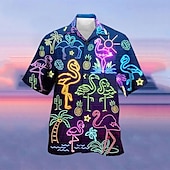 economico Camicie taglie forti da uomo-Per uomo Fluorescente Camicia Camicia hawaiana Camicia da campo Manica corta Camicia Collo ripiegabile Strada Informale Stampa 3D Giallo Rosso Viola chiaro Viola Verde 3D Abbigliamento Di tendenza