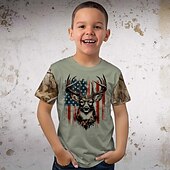 billiga Pojkens 3D-djur-Pojkar 3D Grafisk Flagga Varje T-shirt Kortärmad Sommar Vår Mode Grundläggande Barn 4-12 år Rund hals Utomhus Ledigt Dagligen Normal