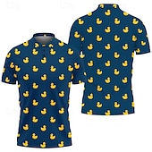 preiswerte Hawaii-Poloshirt für Herren-Kentucky Derby Herren Ente Hawaiianische Polohemden Golfshirt Kurzarm Polo-Shirts Hemden mit Kragen Lässig Strandbekleidung Urlaubskleidung Tropenkleidung Party-Outfits Knöpfe 3D-Druck Weiß Blau