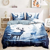 baratos 100% algodão-Conjunto de capa de edredom 100% algodão, conjunto de cama de veado florestal, conjunto de 2 peças, conjunto de 3 peças de pelúcia curta e macia, conjunto de edredom ultramacio, capa de edredom king