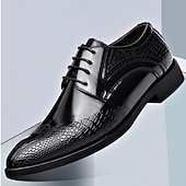 economico Formale-scarpe eleganti da uomo oxford nere e marroni con texture coccodrillo - scarpe formali in similpelle per lavoro, matrimoni e feste