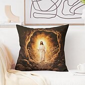 billige Ferieputetrekk-påske jesus dekorative putetrekk 1 stk myk firkantet sofa putetrekk putetrekk for soverom stue sofa stol