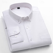 cheap Men&#039;s Dress Shirts-Men&#039;s Dress Shirt Oxford Shirt Solid Color Formal Black White Wine Orange Long Sleeve Shirt Collar Spring, Fall, Winter, Summer Clothing Apparel Buttons