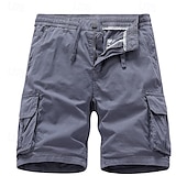 cheap Classic-Men&#039;s Cargo Shorts Shorts Summer Shorts Drawstring Elastic Waist Multi Pocket Plain Comfort Wearable Knee Length Outdoor Sport Daily Fashion Casual Black Yellow