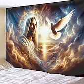 cheap Religious Tapestry-Hanging Tapestry Jesus Wall Art Large Tapestry Mural Decor Photograph Backdrop Blanket Curtain Home Bedroom Living Room Decoration