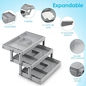 cheap Clothes Drawer Organizers-Multi-Level Smart Drawer Organizer, 3-Tier Expandable Desk Drawer Organizer, Folding Storage Tray for Office, Home, Kitchen, Makeup, Jewelry, Junk Drawer Organization
