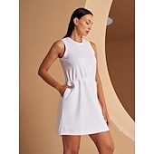 baratos Vestido de golfe feminino-vestido de tênis gola redonda vestido sem mangas cordão na cintura para tênis pickleball