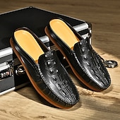 cheap Men&#039;s Clogs &amp; Mules-Men&#039;s Slip-On Moccasin Shoes – Comfortable Casual Leather Loafers with Woven Detailing for Everyday Wear