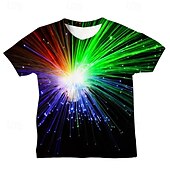 billiga Pojkens 3D Vision &amp; Geometri-Multipack 5st Pojkar Rund hals Kort ärm Färgglad T-shirt Grafisk Semester Dagliga kläder Polyester Vår &amp; sommar