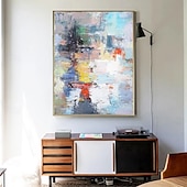 preiswerte Abstrakte Gemälde-Handgemälde Ölgemälde Wandkunst blau abstrakte Malerei auf Leinwand 3D handgemachte Textur Wandkunst neutral abstrakte Wandkunst Boho Wal Dekor