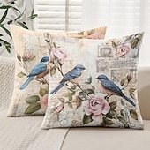 levne květinový a rostlinný styl-1 ks Polyester Polštářový potah, Zvíře stromy a listí rustikální design Pastýřský Obdélníkový Tradiční Klasický