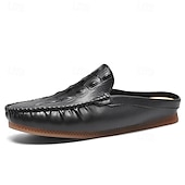 cheap Men&#039;s Clogs &amp; Mules-Men&#039;s Slip-On Moccasin Shoes – Comfortable Casual Leather Loafers with Woven Detailing for Everyday Wear