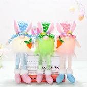 cheap Easter Lights-1 Pc Easter Long Leg Rabbit with Light, Faceless Child, Dwarf Doll, Carrot Resurrection Egg, Easter Indoor Party, Restaurant Atmosphere Decoration