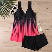 abordables Maillots une pièce et tankinis-Femme Tankini Maillot De Bain Deux Pièces V Profond Maillots de Bain Maillots de Bain Blanche Bleu Respirable Séchage rapide Poids Léger Sans Manches - Natation Surf Plage Eté Printemps