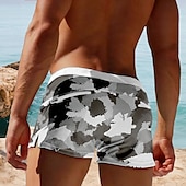 billiga Geometrisk tryck-Herr Kamuflasje Badshorts Boardshorts Medium Midja 3D-tryck Hawaiisk Surfing Helgdag Strand Snörning med meshfoder Elastisk midja Designer Kläder