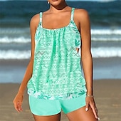 billiga One Pieces &amp; Tankinis-Dam Tankini Tvådelad baddräkt Spets Badkläder Badkläder Svart Rodnande Rosa Andningsfunktion Snabb tork Lättvikt Ärmlös - Simmning Surfing Strand Sommar Vår Plusstorlekar