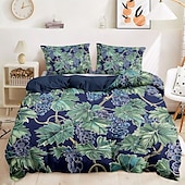 baratos 100% algodão-conjunto de capa de edredom botânica profunda - inclui capa de edredom e fronhas - design rico inspirado em plantas - tecido macio e confortável - perfeito para decoração elegante de quarto